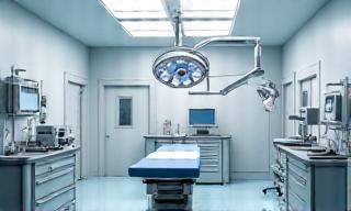 Modern operating suite with advanced surgical equipment